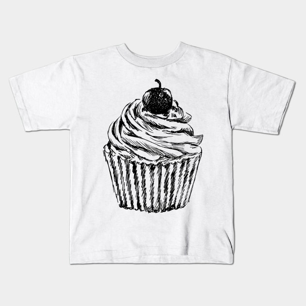 Cupcake Illustration Kids T-Shirt by rachelsfinelines